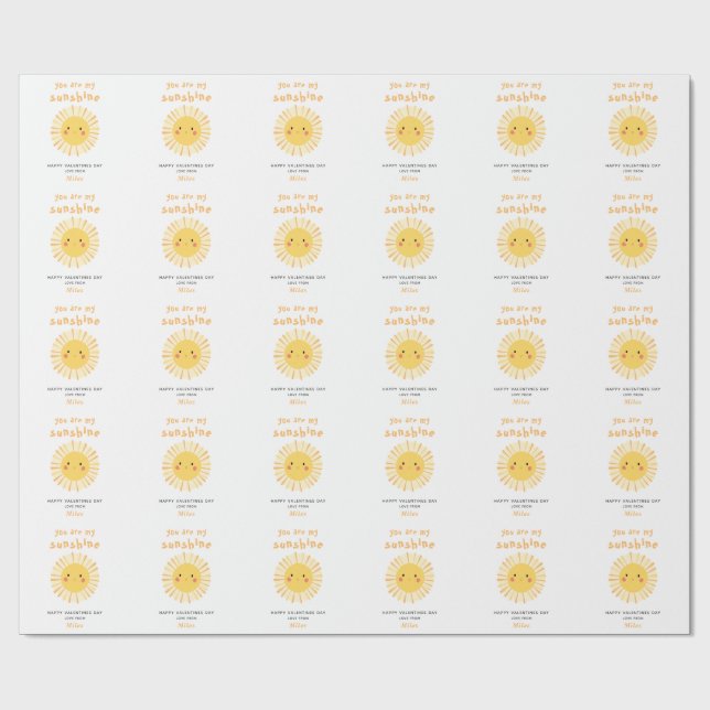 Papier Cadeau Mélange jaune soleil illustration valentines jour (Plat)