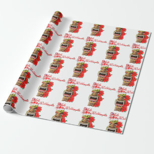 Papier Cadeau Mele Kalikimaka Père Noël Tiki