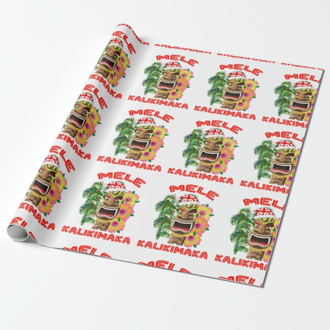 Papier Cadeau Mele Kalikimaka Santa Claus Tiki (Déroulé)
