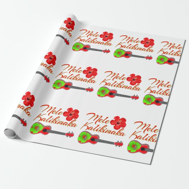 Papier Cadeau Mele Kalikimaka Ukulele (Déroulé)