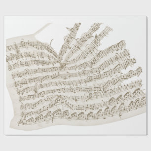 Papier Cadeau Mélodie manuscrite vintage écrasée sur taupe