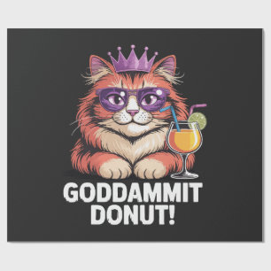 Papier Cadeau Mème de chat princesse donut féminin