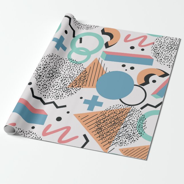 Papier Cadeau Memphis Motif des années 90 (Déroulé)