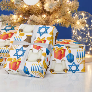 Papier Cadeau Menorah pour Hanukkah