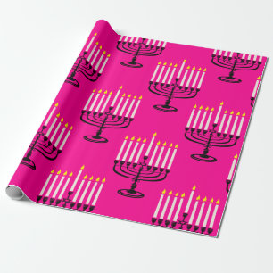 Papier Cadeau menorah rose hanoukka purim imprimé juif