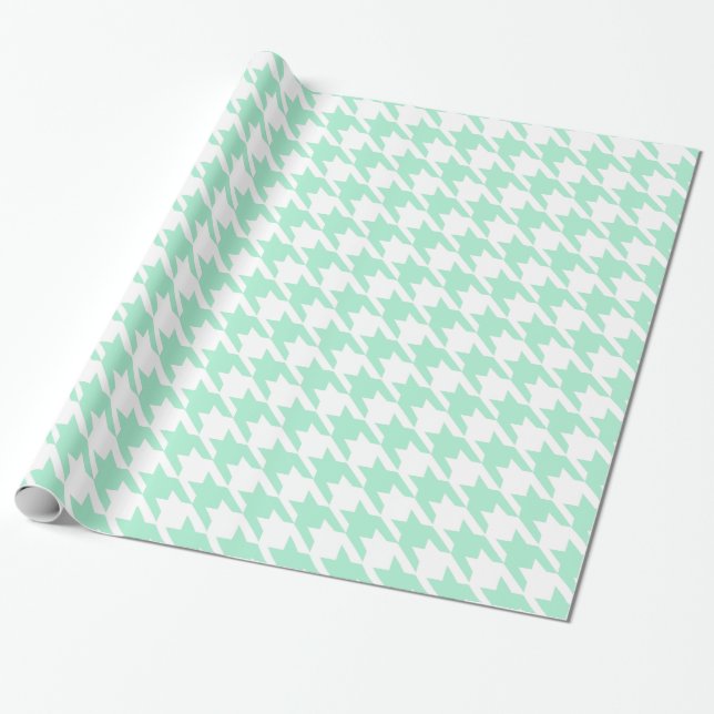 Papier Cadeau Menthe magique et modèle de pied de bois blanc (Déroulé)