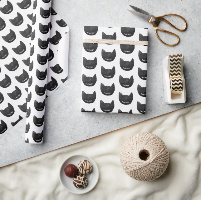 Papier Cadeau Meow Black Cats Anniversaire (Artisanat)