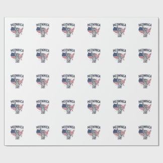 Papier Cadeau Meownica Chat Patriotique Design Vectoriel Vintage