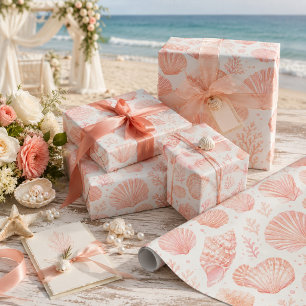 Papier Cadeau Mer des Coraux Rivage Côté Plage 
