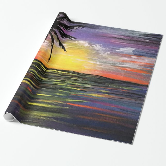 Papier Cadeau Mer du coucher du soleil (Déroulé)