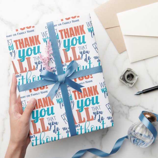 Papier Cadeau Merci Appréciation Typographie Merci (Cadeaux)