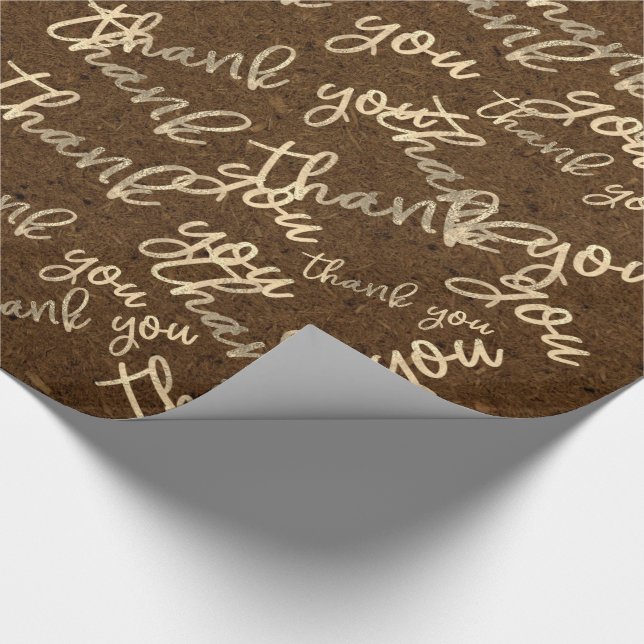 Papier Cadeau Merci Brown Kraft Gold Mariage Anniversaire (Coin)