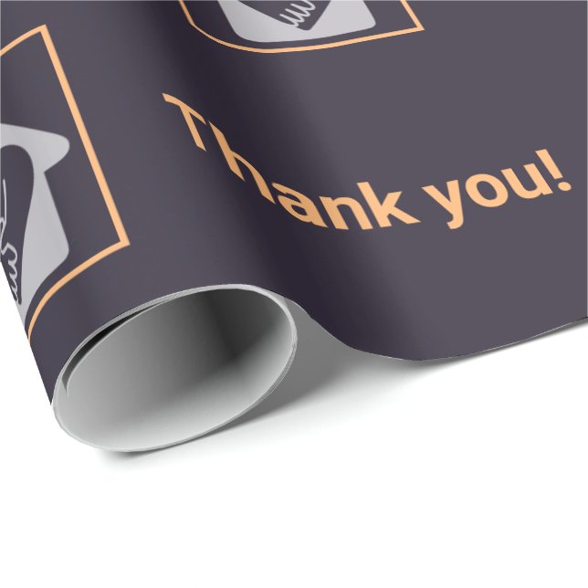 Papier Cadeau Merci de logo personnalisé violet et orange profes (Coin rond)