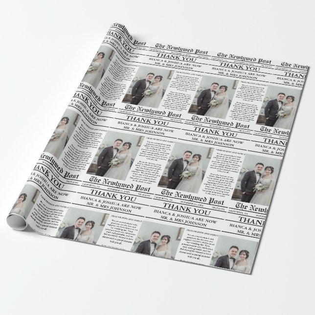 Papier Cadeau Merci de Mariage photo unique du journal (Déroulé)