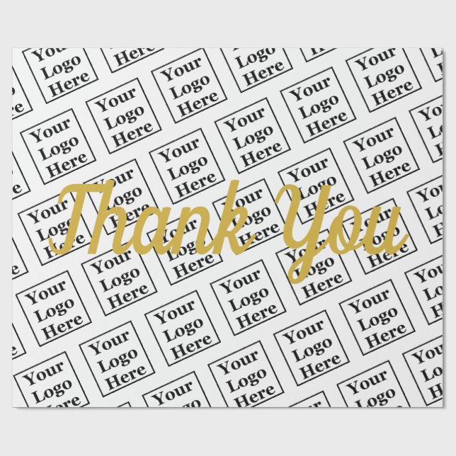 Papier Cadeau Merci Faux Gold Script Votre Logo Ici Modèle (Plat)
