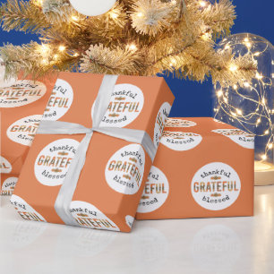 Papier Cadeau Merci Grateful Blessé mignon automne Thanksgiving