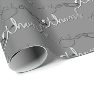 Papier Cadeau "Merci" Gray Silvery Gradient