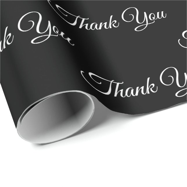 Papier Cadeau Merci, Merci classique élégant noir blanc cadeau (Coin rond)