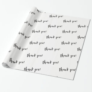 Papier Cadeau MERCI MODERNE MINIMAL chic noir blanc