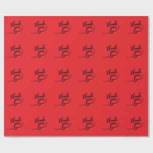 Papier Cadeau Merci Rouge Clair Classique Unique Simple