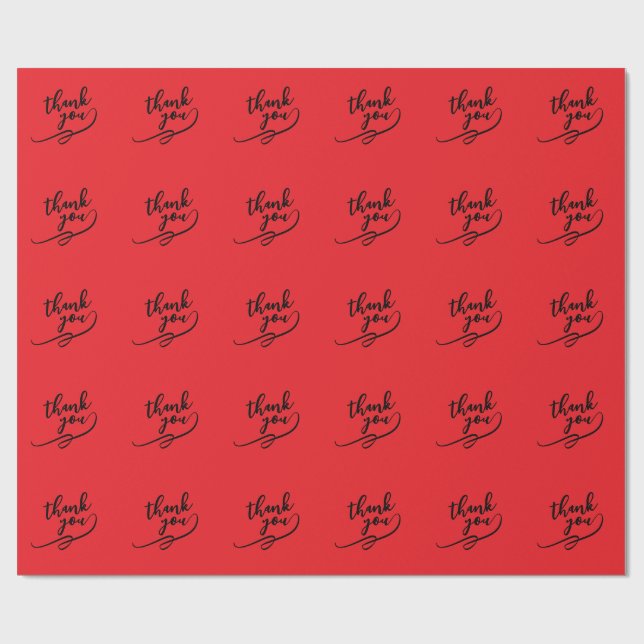 Papier Cadeau Merci Rouge Clair Classique Unique Simple (Plat)