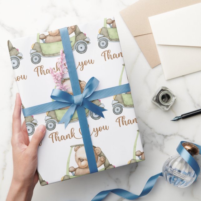 Papier Cadeau Merci Teddy Bear Baby shower Collectif (Cadeaux)