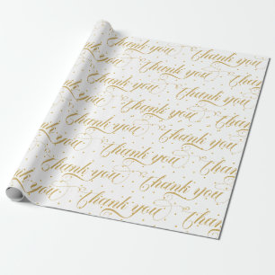Papier Cadeau Merci typographie moderne points d'or