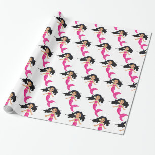 Papier Cadeau Mermaid à queue rose