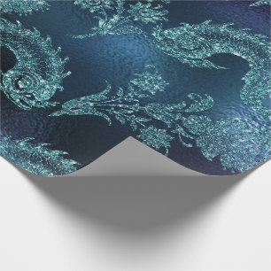 Papier Cadeau Mermaid Ocean Parties scintillant Bleue Marine Tur