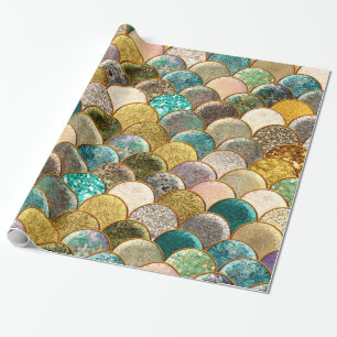Papier Cadeau Mermaid Scales Multicolore Glitter Glam Trendy