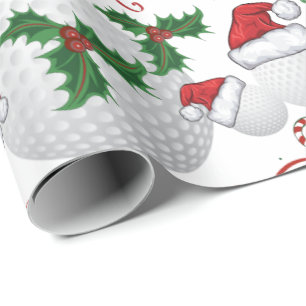 Papier Cadeau Merry Christmas Golf    BallSanta