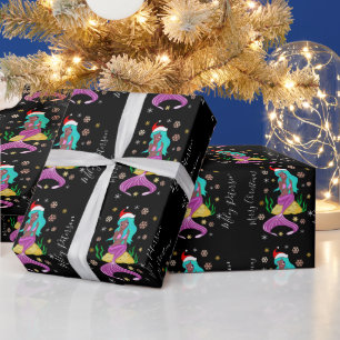 Papier Cadeau Merry Christmas mermaid & snowflakes personnalisé