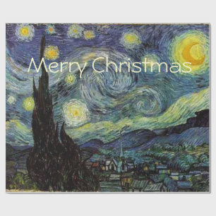 Papier Cadeau Merry Christmas Starry Nuit par Vincent van Gogh.