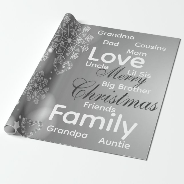 Papier Cadeau Merry Christmas Wrapping Family Love Friends  (Déroulé)