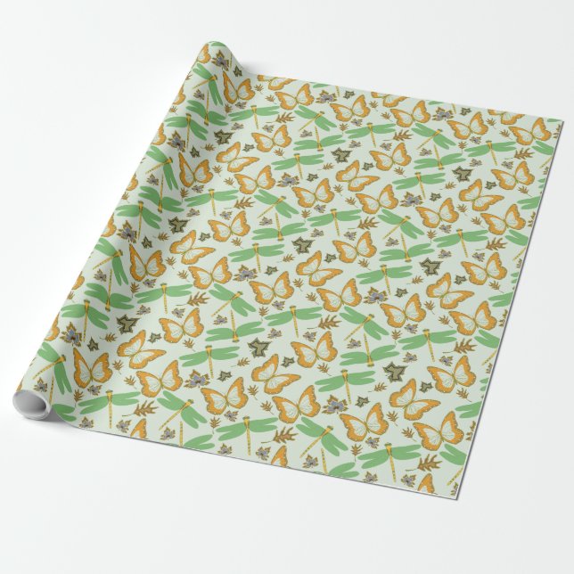 Papier Cadeau Merveilleux Motif papillon (Déroulé)