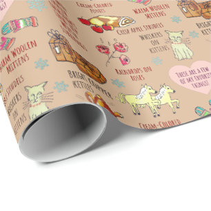 Papier Cadeau Mes Choses préférées main tiré Kraft Brown