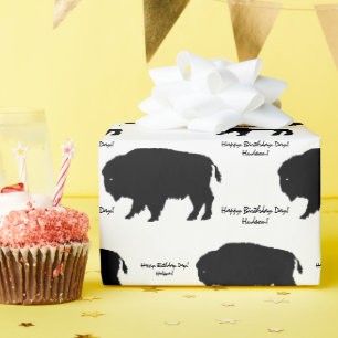 Papier Cadeau Message personnalisé de buffle rustique noir et bl