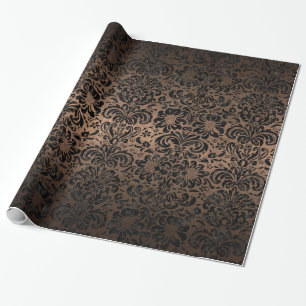 PAPIER CADEAU MÉTAL NOIR DU MARBRE DAMASK2 ET DE BRONZE (R)