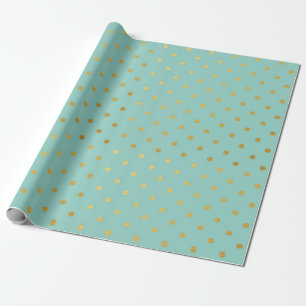Papier Cadeau Métallique en bon état moderne de Teal de pois de