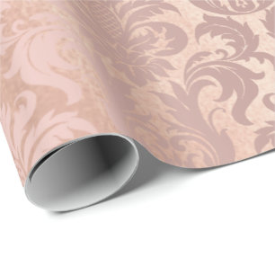 Papier Cadeau Métallurgique rose rose Or Brûler Poche Cuivre Dam