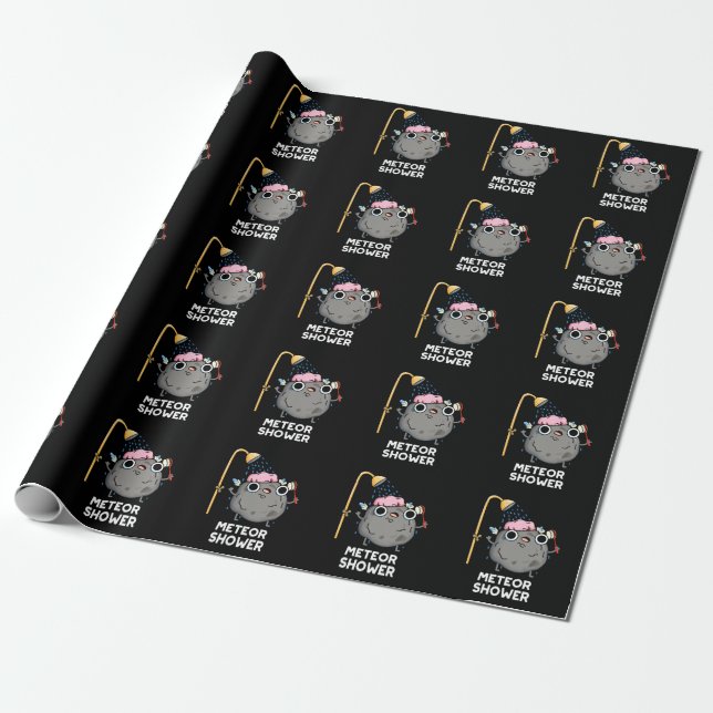 Papier Cadeau Meteor Douche Funny Science Pun Dark BG (Déroulé)