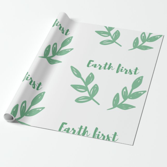 Papier Cadeau Mettez à la terre d'abord/Eco amical, zéro (Déroulé)