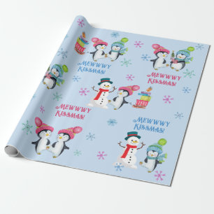 Papier Cadeau Mewwwwwwwwsmas Penguins Snowmen et Snowflakes