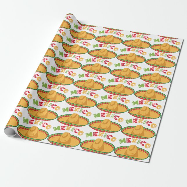 Papier Cadeau Mexique Sombrero (Déroulé)