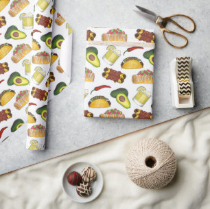 Papier Cadeau Mexique Tex Mex Nourriture Taco Enchilada Chimicha