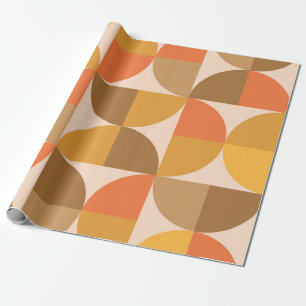 Papier Cadeau Mi-cercles orange et Brown du milieu du siècle