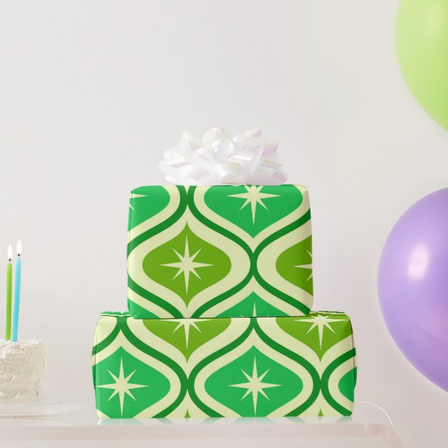 Papier Cadeau Mi-Siècle Débute Atomique Sur L'Ogée Verte (Cadeaux de fête)