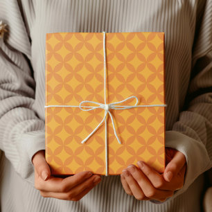 Papier Cadeau Mi-siècle Mod Géométrique Rétro Moderne Orange Sun