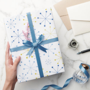 Papier Cadeau Mi-siècle moderne Âge atomique Bleu jaune