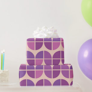 Papier Cadeau Mi-siècle moderne géométrique rose violet rose